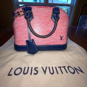 — LIKE NEW — Authentic Louis Vuitton Epi Alma BB Denim Red Handbag Purse